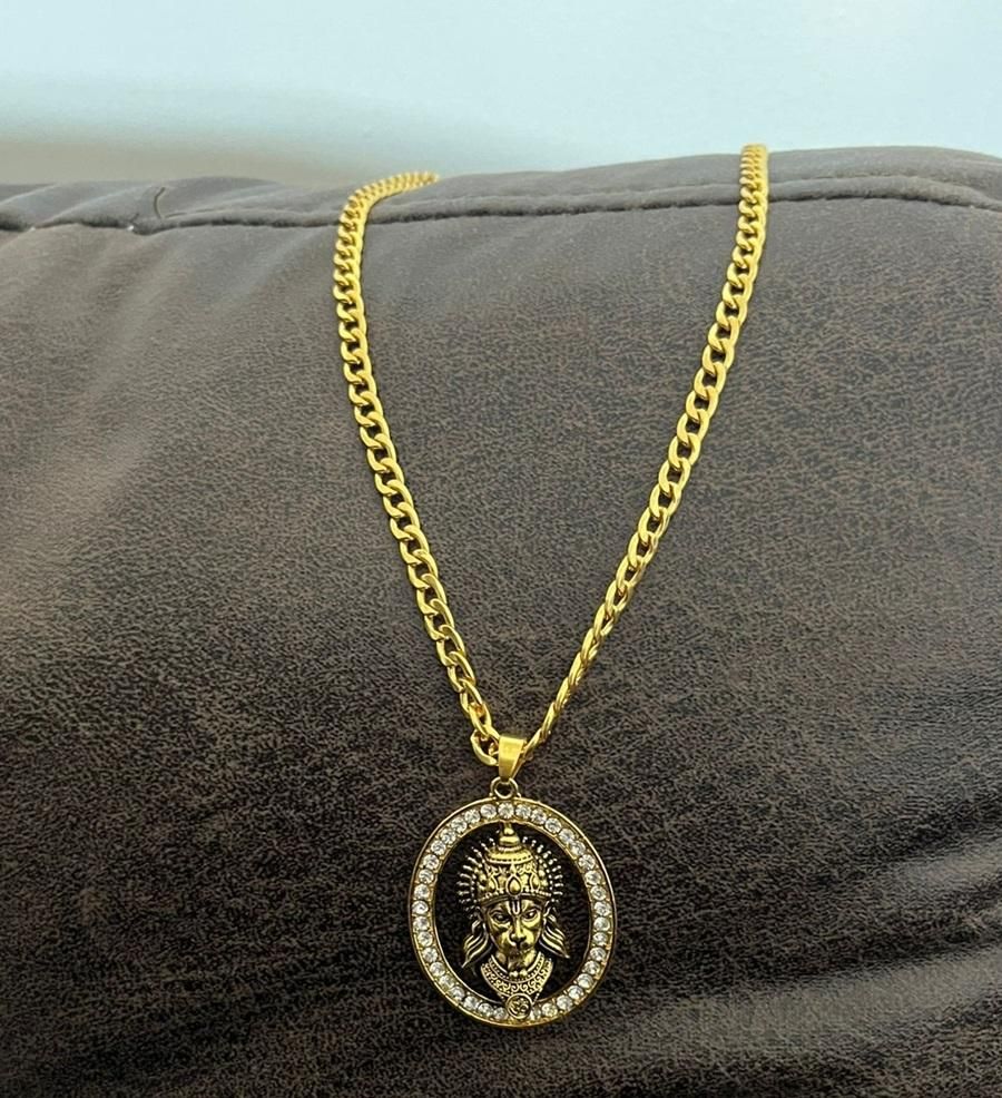 Gold-plated Hanuman Locket With Chain